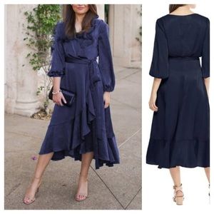 NWT Gal Meets Glam Jennifer Wrap Dress in Navy
